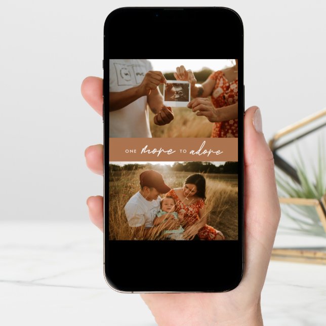 Modern 'One More to Adore' Pregnancy Photo Announcement (Front Digital)