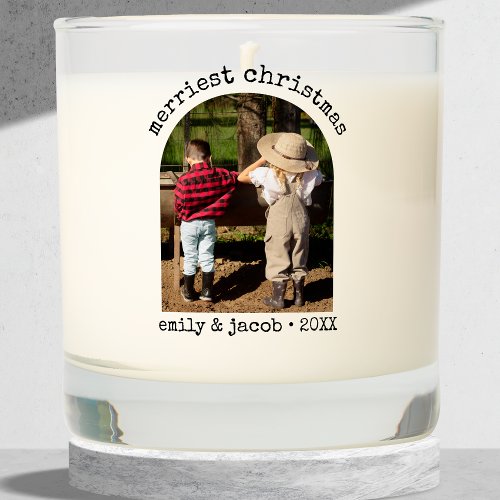 Modern One Photo Minimalist Simple Arch Christmas Scented Candle