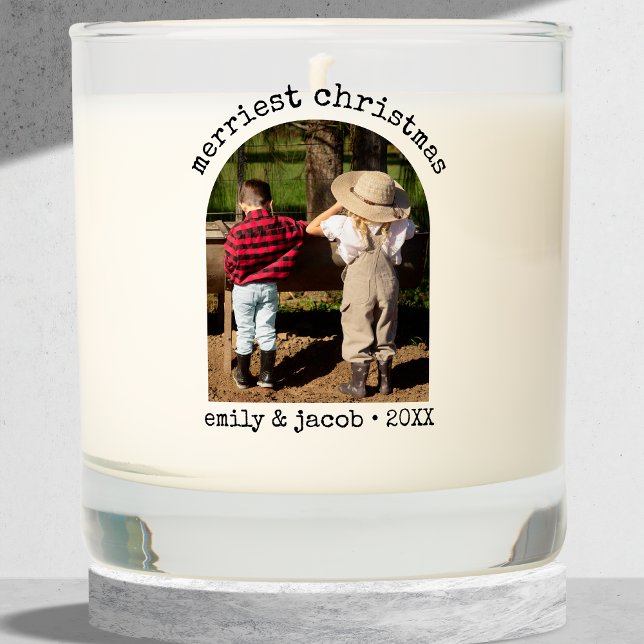 Modern One Photo Minimalist Simple Arch Christmas Scented Candle (Creator Uploaded)