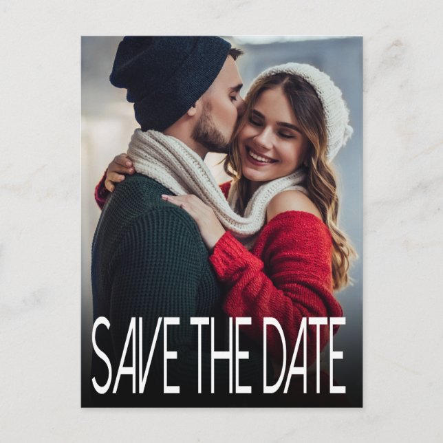 Modern One Photo Save the Date Vertical Announcement Postcard (Front)