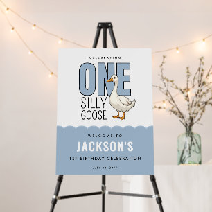 Modern One Silly Goose 1st Birthday Welcome Sign