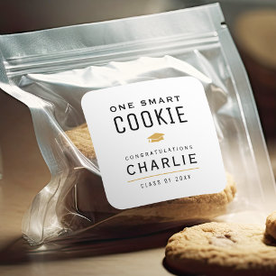 Modern One Smart Cookie Graduation party favor Square Sticker