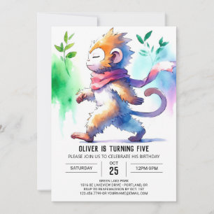 Modern Online Monkey Birthday Invitation