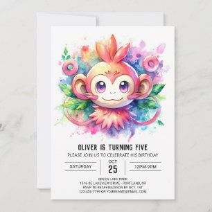 Modern Online Monkey Birthday Invitation