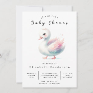  Modern Online Swan Baby Shower Invitation