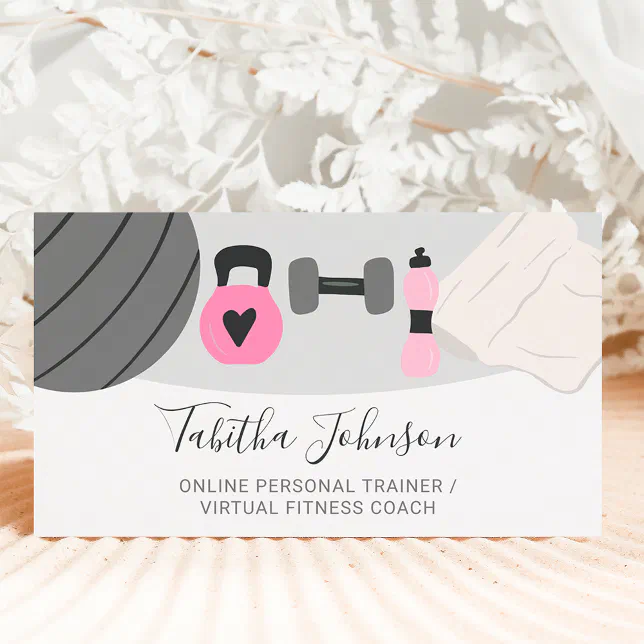 Virtual Exercise Cards Modern online virtual personal trainer fitness business card | Zazzle