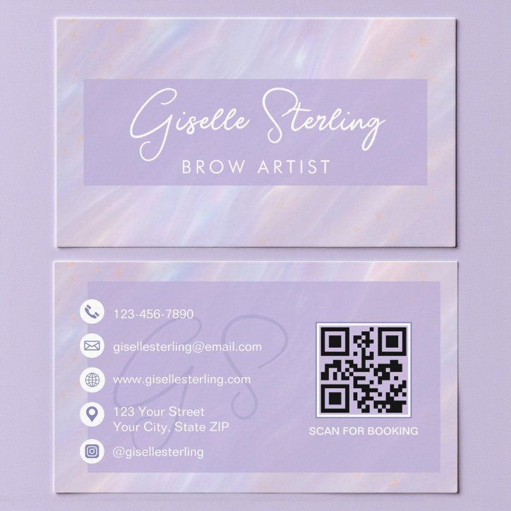 Modern Opal Holographic Brow Technician Business Card