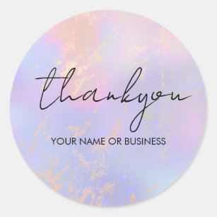 Modern Opal Holographic Thank You Classic Round Sticker