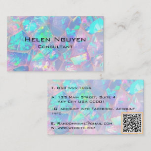 Modern Opal Stone Simulated Hologram Gold Vein Business Card