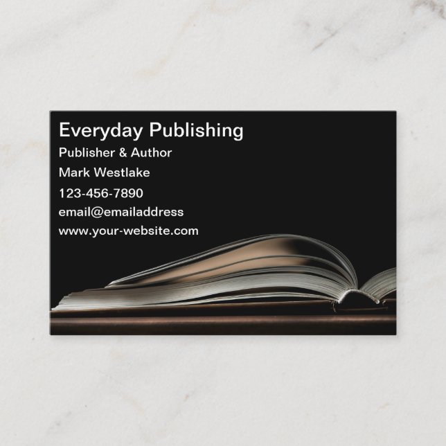 Modern Open Book Publishing & Author Business Card (Front)