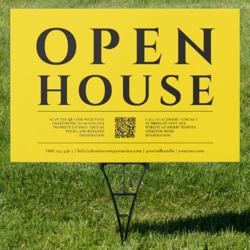 MODERN OPEN HOUSE FOR SALE Real Estate Realtor Sign