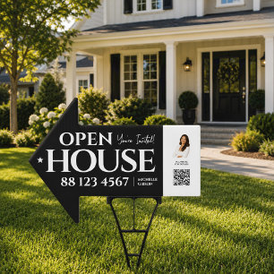 Modern Open House QR Code Realtor Photo Yard Sign