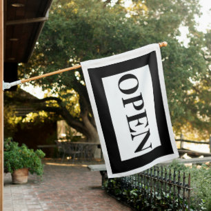 Modern Open Message with Black Border Sign Flag