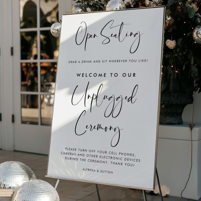 Modern Open Seating Unplugged Ceremony Sign (Creator Uploaded)