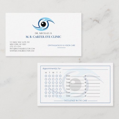 Modern Ophthalmologist Eye Clinic Vision Care Logo Appointment Card
