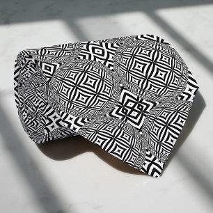 Modern Optical Illusion Geometric Black And White Neck Tie