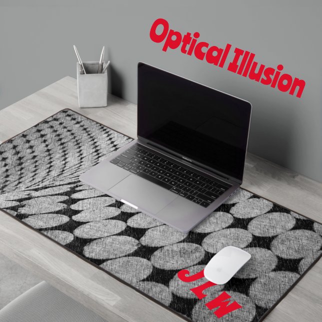 Modern Optical Illusion Monochromatic Gray Black Desk Mat (Creator Uploaded)