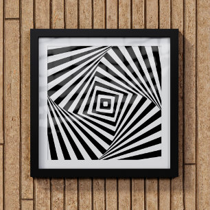 Modern Optical Illusion Wall Art Black and White