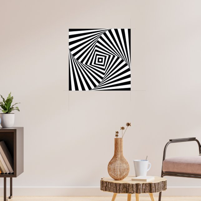 Modern Optical Illusion Wall Art Black and White | Zazzle