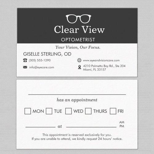 Modern Optometrist Appointment Reminder Card