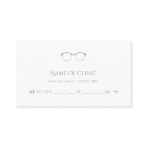 Modern Optometrist Simple Eyeglasses Appointment Card