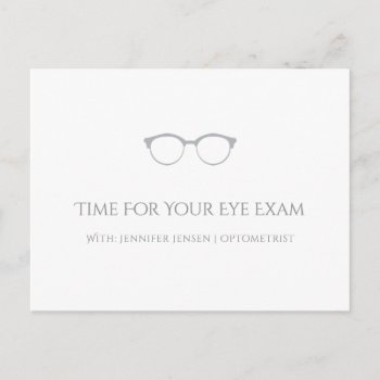 Modern Optometrist Simple Eyeglasses Appointment Postcard by GirlyBusinessCards at Zazzle