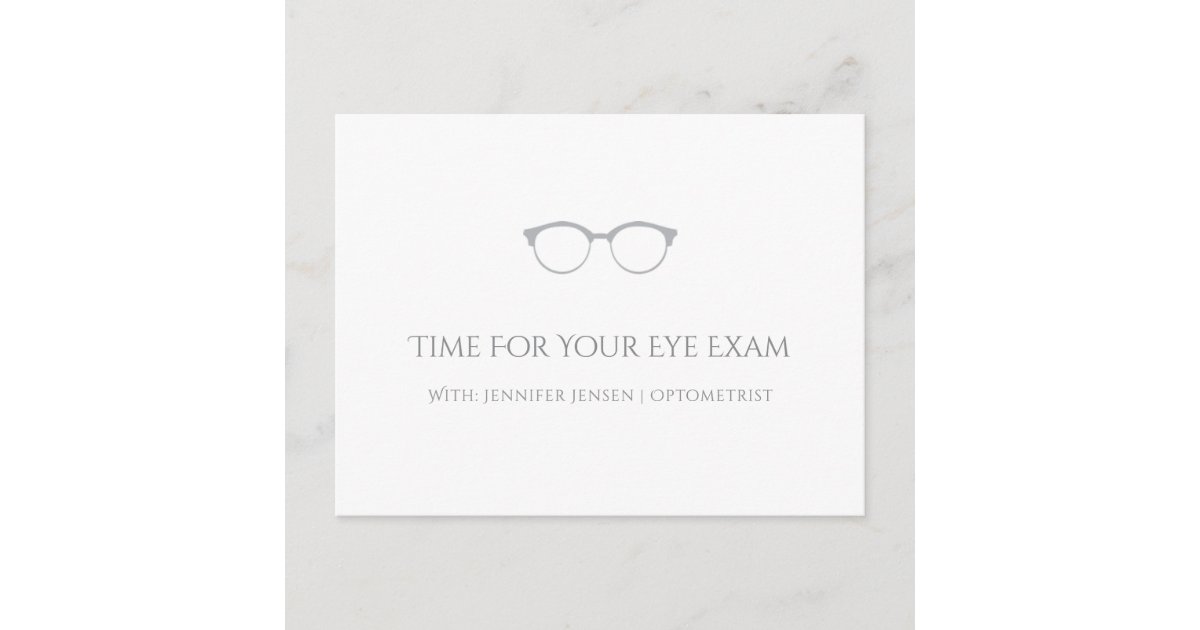 Modern Optometrist Simple Eyeglasses Appointment Postcard Zazzle