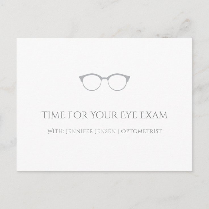 Modern Optometrist Simple Eyeglasses Appointment Postcard Zazzle
