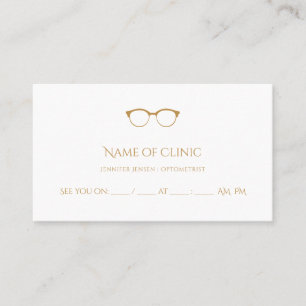 Modern Optometrist Simple Gold Glasses Appointment Card