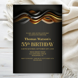 Modern Orange 55th Birthday Party Invitation