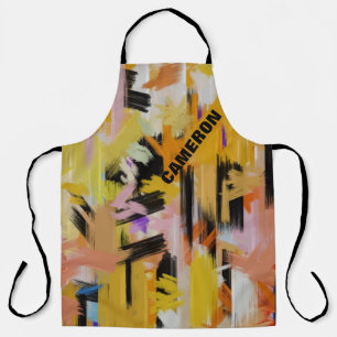Modern Orange Abstract Painting Personalized Apron
