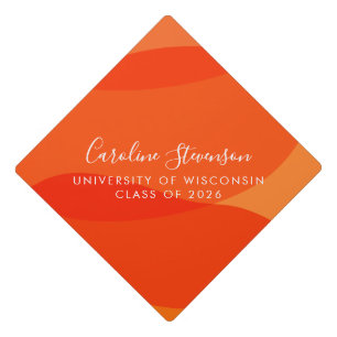Modern Orange Abstract Shapes Custom Graduation  Cap Topper