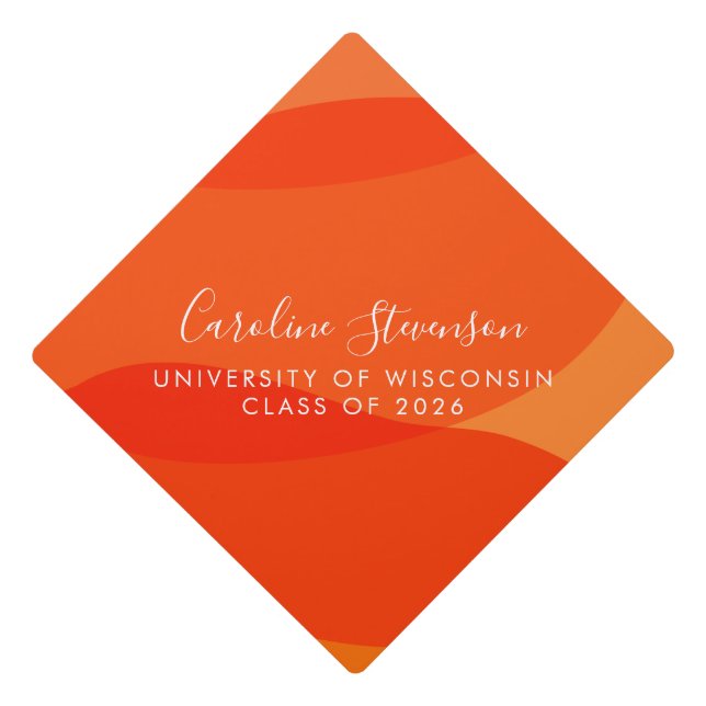 Modern Orange Abstract Shapes Custom Graduation  Cap Topper (Front)