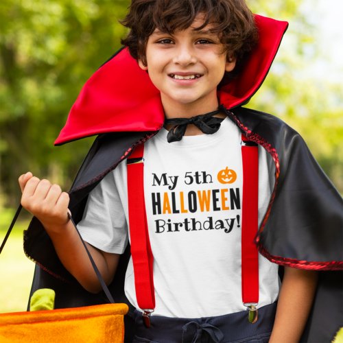 Modern Orange and Black Custom Halloween Birthday T_Shirt