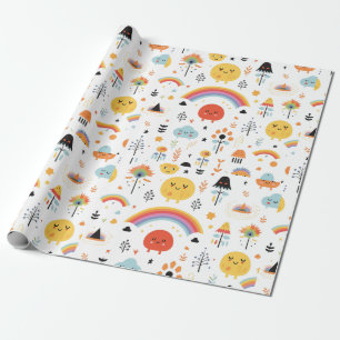  Modern Orange and Black pumpkin boo Wrapping Paper