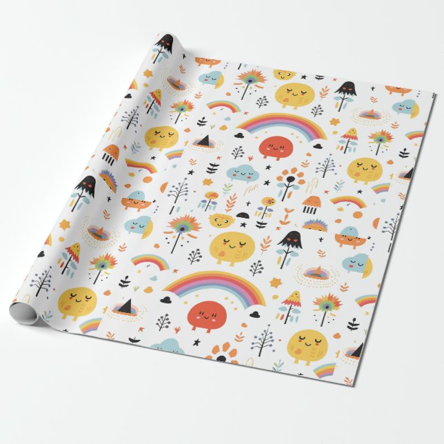  Modern Orange and Black pumpkin boo Wrapping Paper (Unrolled)