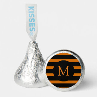 Modern Orange and Black Stripes Monogram Hershey®'s Kisses®