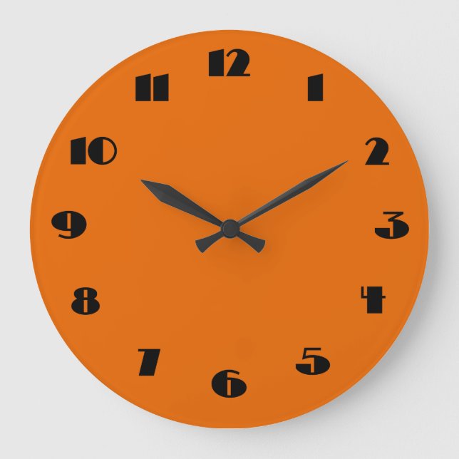 Modern Orange and Black Wall Clock (Front)
