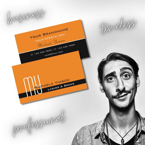 Modern Orange and Black with Monogram Professional Business Card