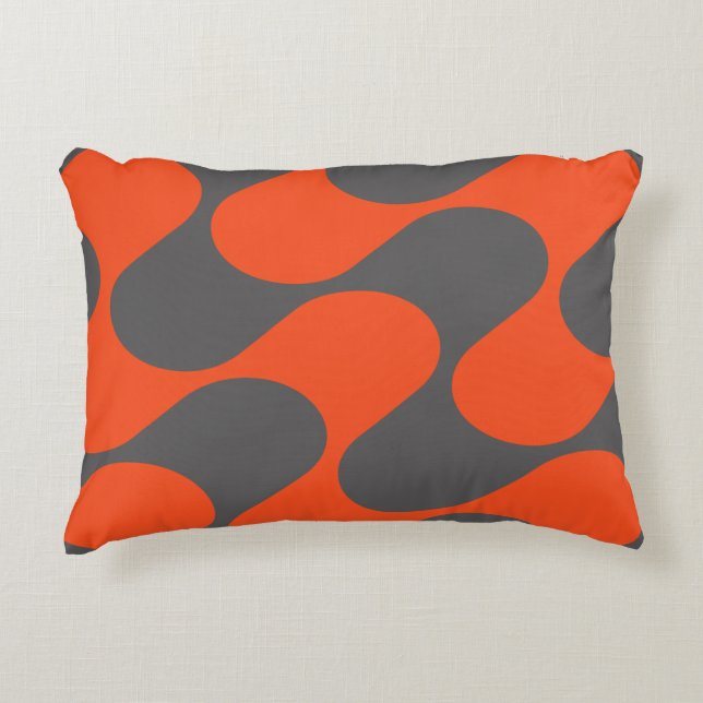 Modern Orange And Gray Abstract Geometric Pattern Accent Pillow (Front)