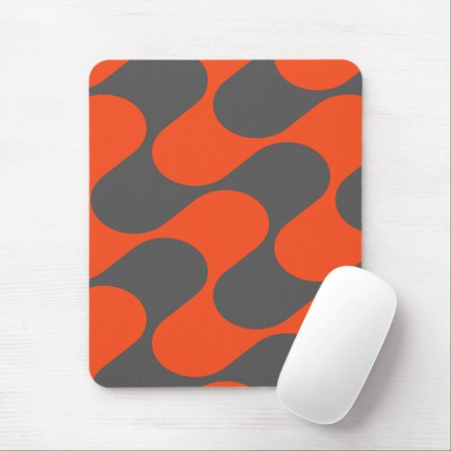 Modern Orange And Gray Abstract Geometric Pattern Mouse Pad