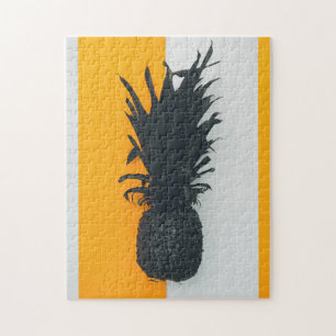 Modern orange and gray pineapple food art design jigsaw puzzle