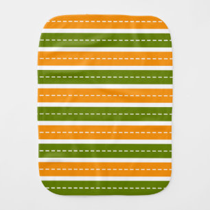 Modern Orange and Green Dashed Stripes Pattern Burp Cloth