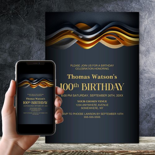 Modern Orange and Grey 100th Birthday Party
