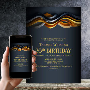Modern Orange and Grey 95th Birthday Party Invitation