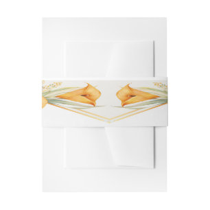 Modern Orange and Ivory Calla Lily  Invitation Belly Band