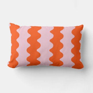 Modern Orange and Pink Groovy Stripe Minimalist  Lumbar Pillow