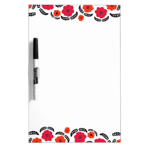 Modern Orange and Red Floral  Dry Erase Board