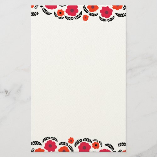 Modern Orange and Red Floral Stationery