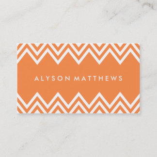 Modern Orange and White Chevron Business Card